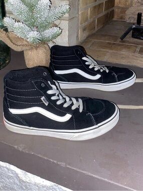 Vans Black and White High-Top Skate Sneakers